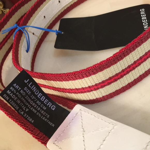 J.LINDEBERG Slater 40 Striped Webbing Dark Red - Picture 4 of 9